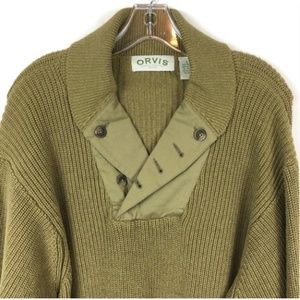 Orvis mens sz large sweater military style A1-CP